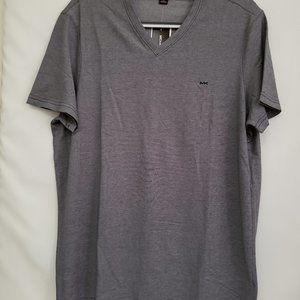 Michael Kors Men's Heather Gray MK V Neck Short Sleeve Shirt